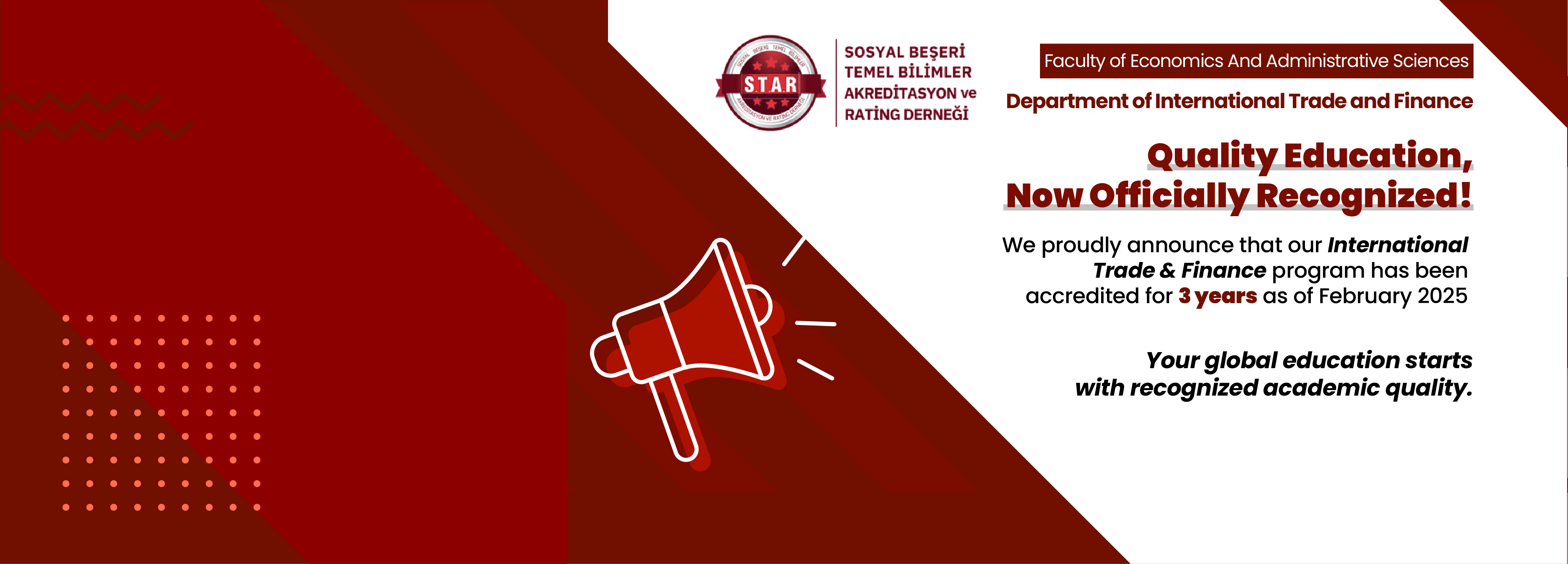 DEPARTMENT OF INTERNATIONAL TRADE AND FINANCE ACCREDITED BY STARAK