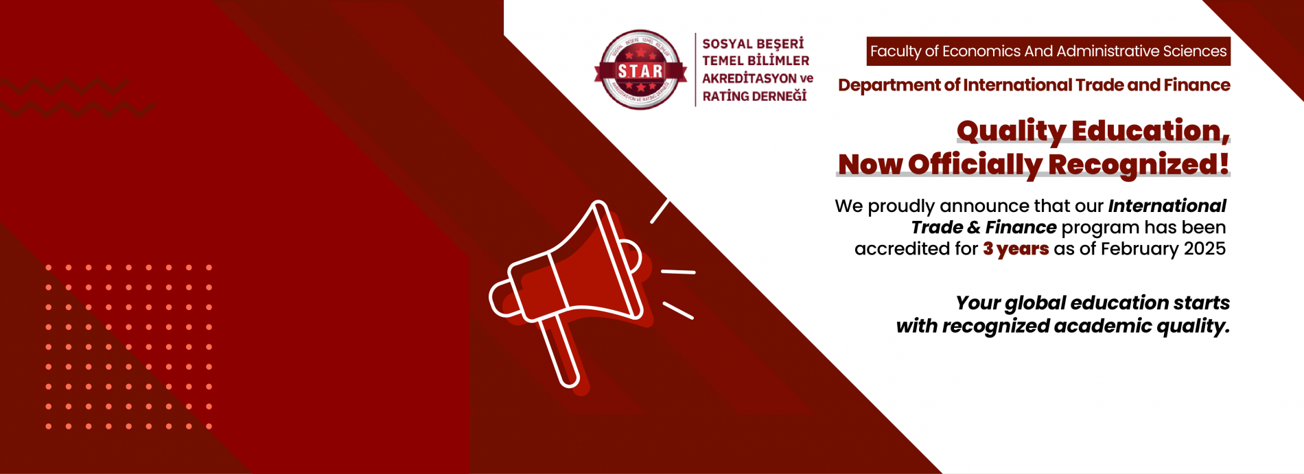 DEPARTMENT OF INTERNATIONAL TRADE AND FINANCE ACCREDITED BY STARAK